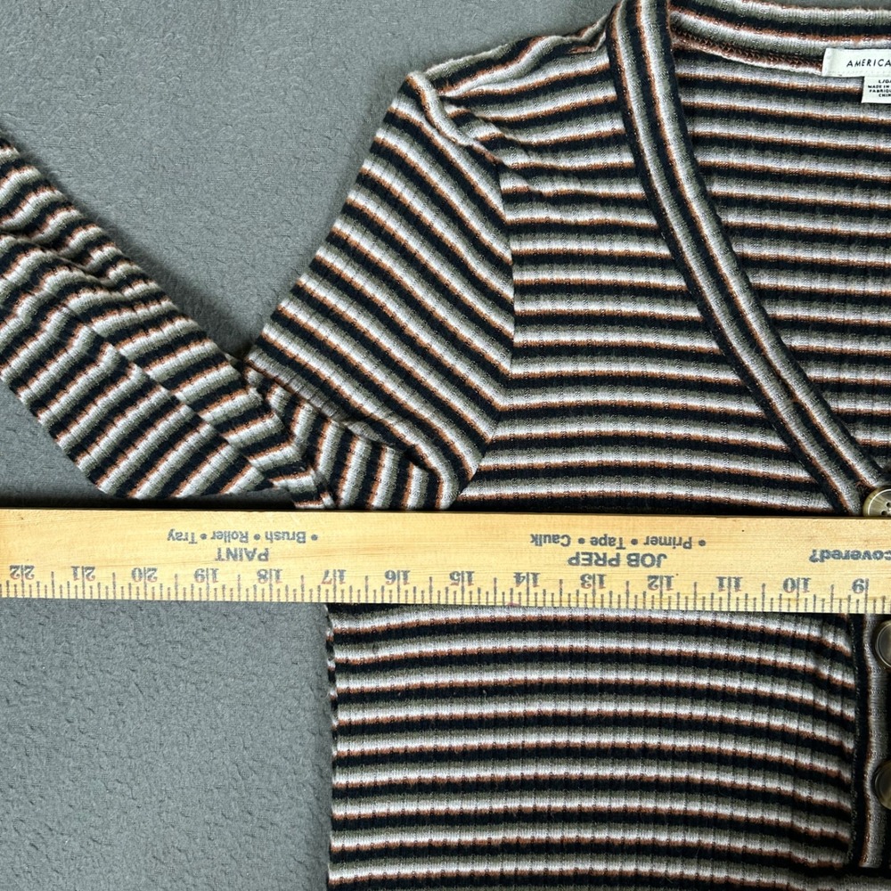 American Eagle Dress Women Large Multi Color Striped Henley Ribbed A-Line Knit - Picture 4 of 6